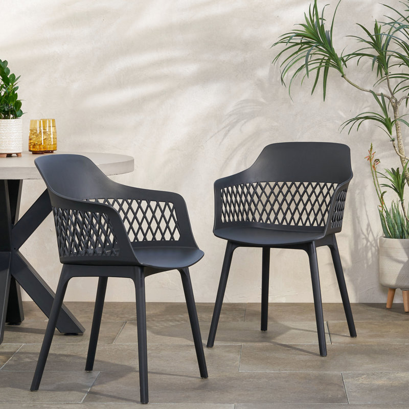 Azalea Outdoor Chair - To Weather, Strong Structure, Clean Lines, Black Polypropylene, 23In Deep, 21.5In Wide, 33In Tall, 12.56Lb Heavy Chair Use Weather , Material, Stylish Comfort, D, W, H, Wt
