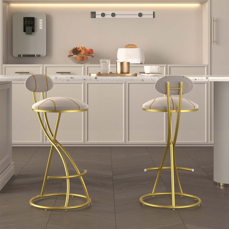 Ensemble de 2 chaises d'appoint rembourrées, Doré