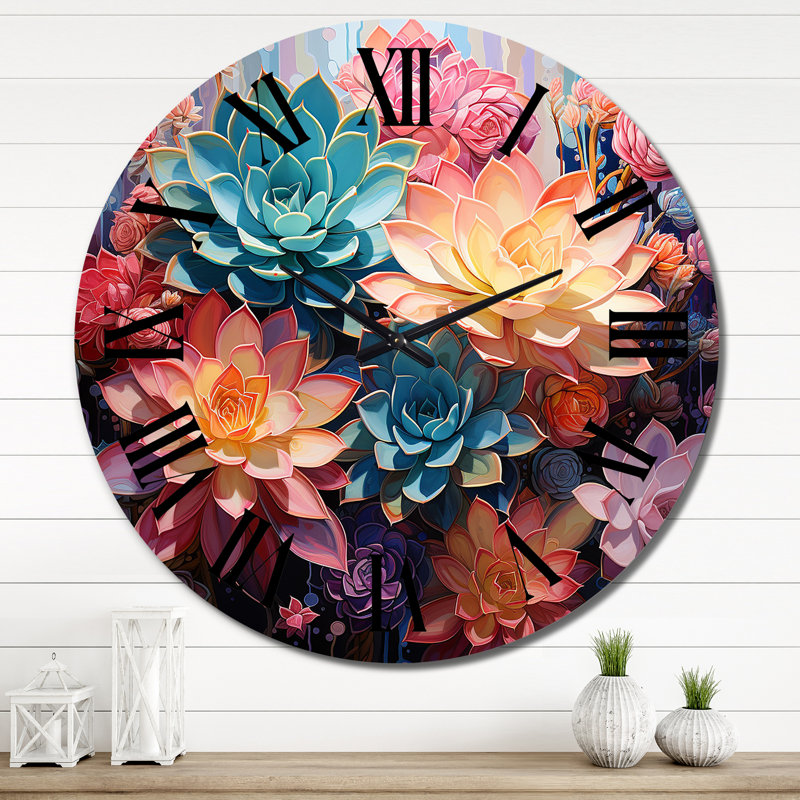 Cynan - Horloge murale florale, Très grand