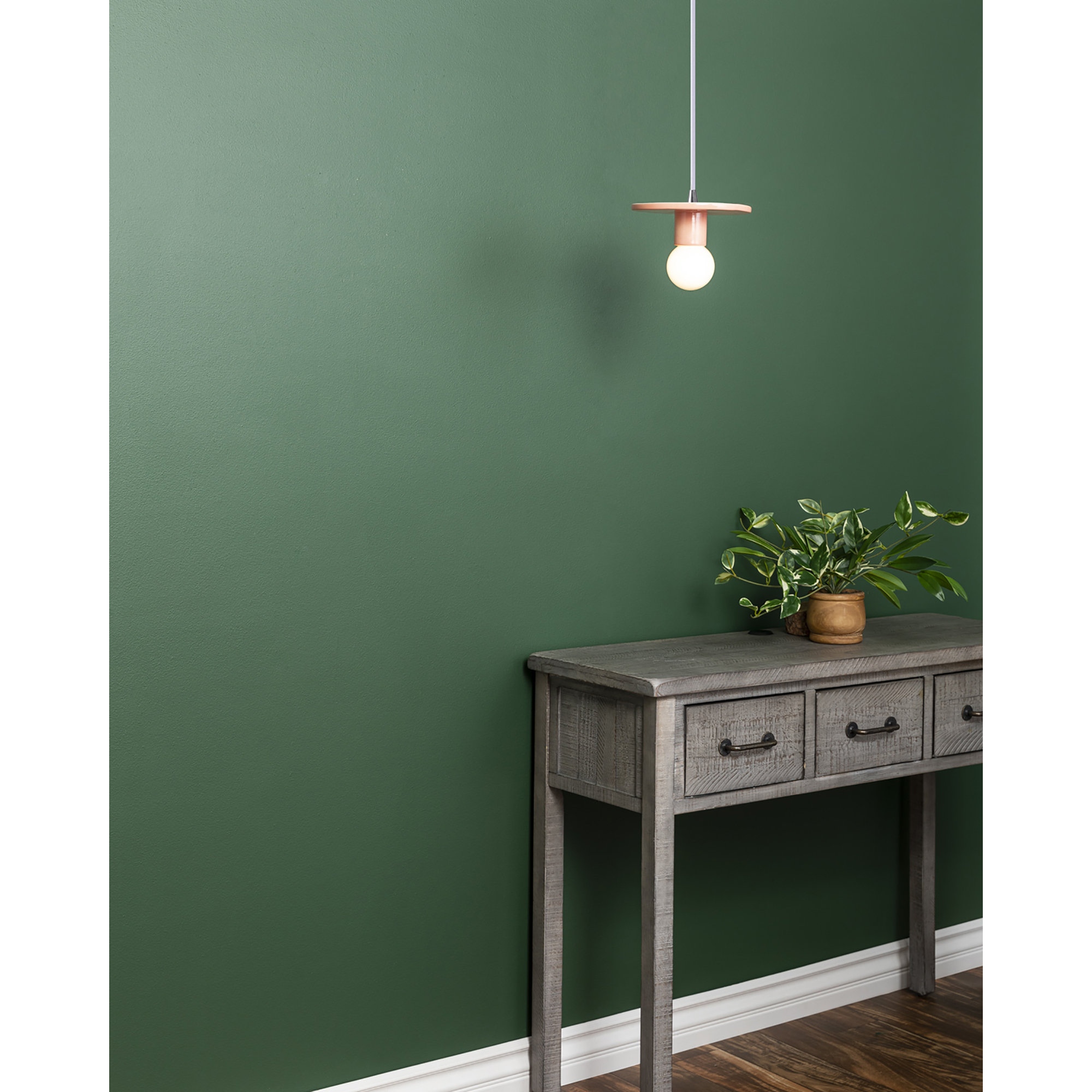Leni Single Light Ceramic Dimmable Pendant, Gloss Blush, Polished Chrome