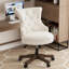Chaise de travail pivotante sans accoudoirs Asyra avec dossier capitonné et base en bois massif-374011755