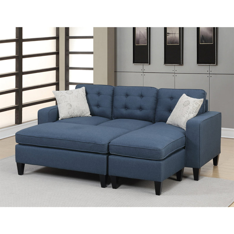 Modern Sofa Polyfiber Reversible Sectional Sofa With Ottoamn