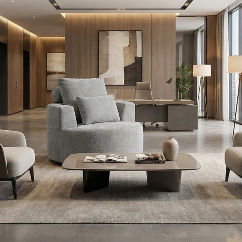 Fauteuil d'appoint en tonneau à compression surdimensionné, canapé rembourré rond pivotant à 360 °, éponge en chenille haute résilience, siège large sans assemblage