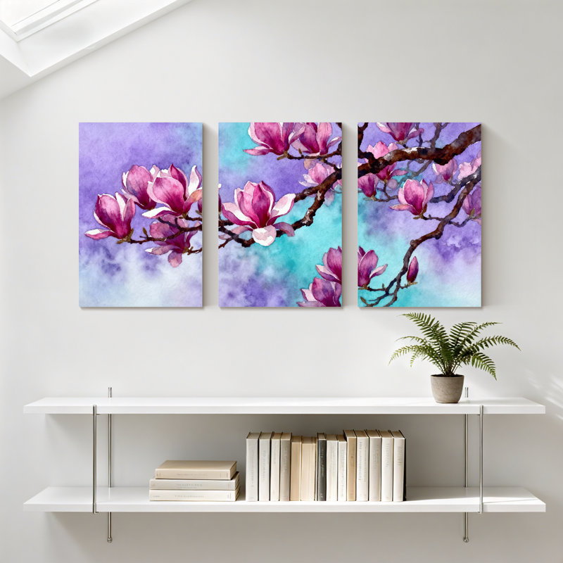 Ensemble de 3 impressions sur toile Magnolia, H 18 po x l 36 po