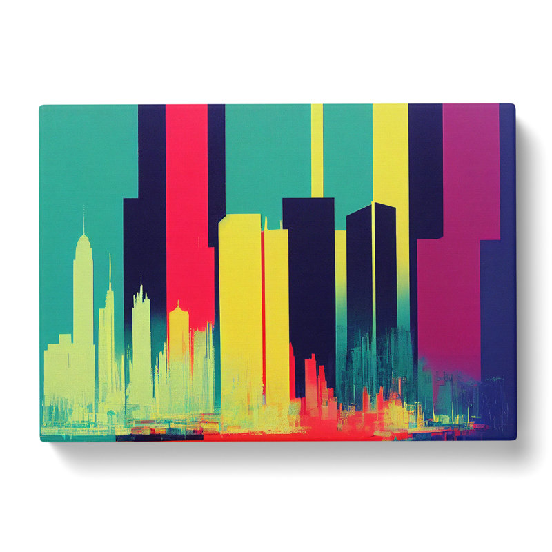 Bedazzled Abstract City Skyline - Wrapped Canvas, 35cm H x 50cm W x 3cm D
