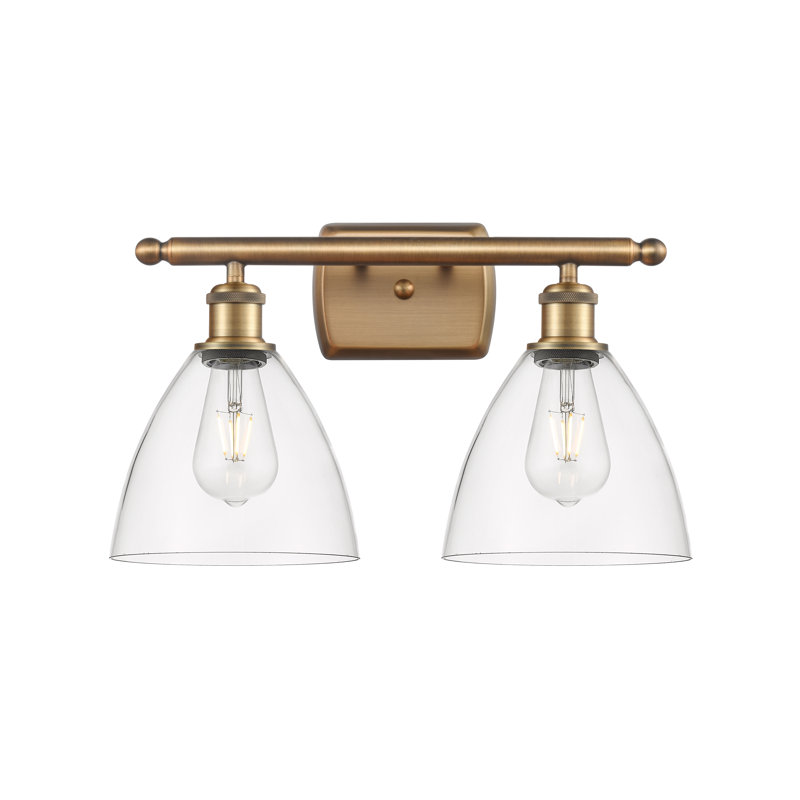 Éclairage pour meuble-lavabo 2 lumières Shauna, Incandescent, Transparent, Laiton brossé