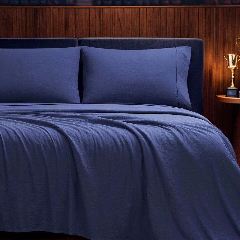 Champion Elastic Logo Microfiber Sheet Set, Queen, Coastal Blue