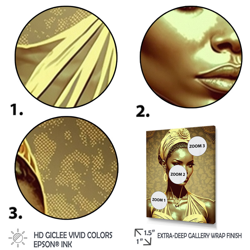 «Ebtehal Beautiful Retro African American Model VI», reproduction sur toile, H 20 po x l 12 po x P 1 po, Toile tendue