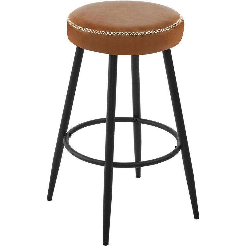 Wienand Upholstered Counter Stool with Metal Frame, Brown