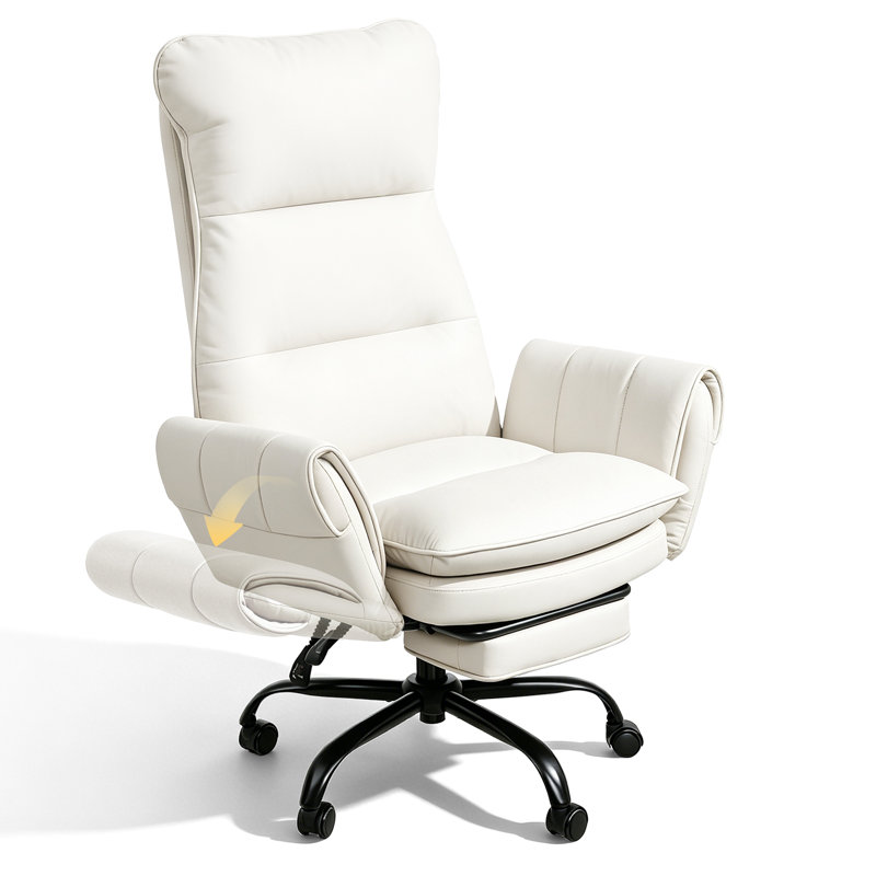 Canora Grey Office Chair, White Faux Leather