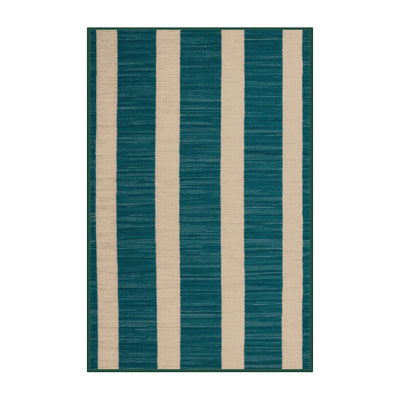 Tapis vert à rayures horizontales lavable à la machine