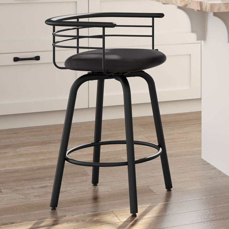 Ulrike Swivel Counter & Bar Stool, Black, Counter Stool (26.25" Seat Height), Black