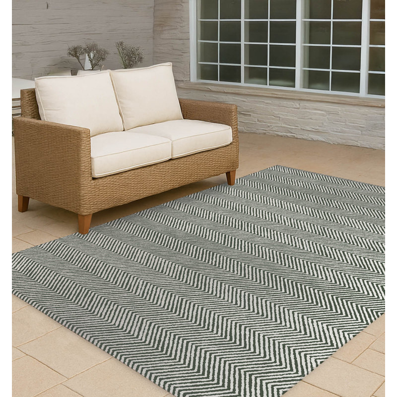 Chevron Groove Non-Slip Outdoor Rug, Rectangle 2' x 3'