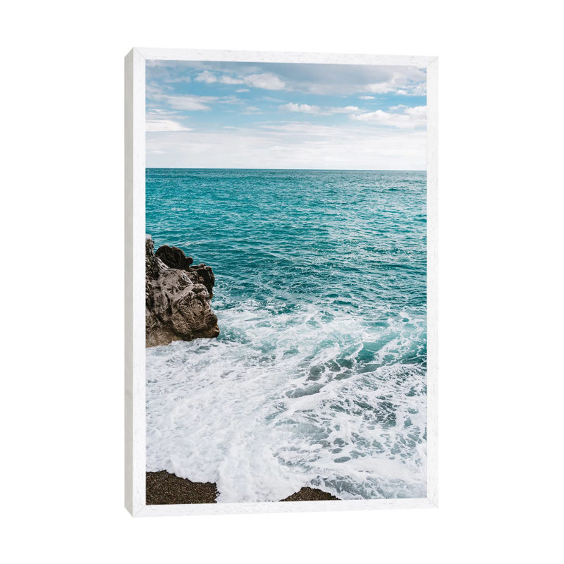 Amalfi Coast Water VII by Bethany Young - Print on Canvas, 66.04cm H x 45.72cm W x 3.81cm D, White Framed