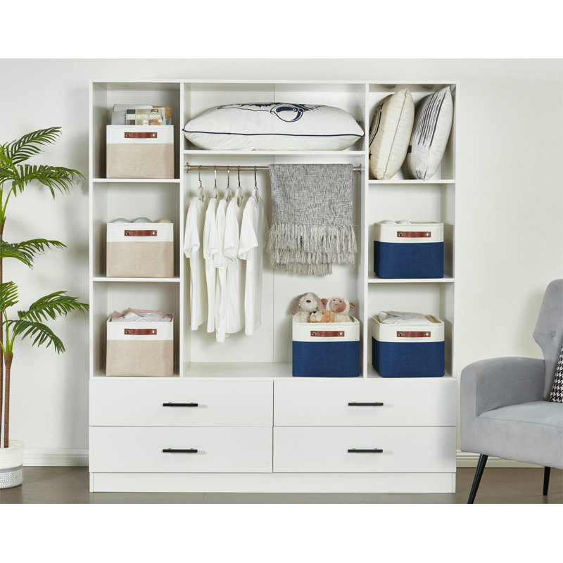 Bac en tissu, Bleu marine / blanc, 3