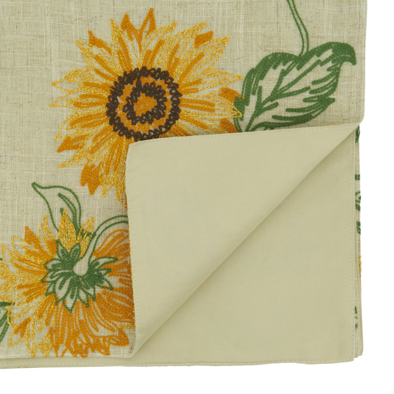 Runner_Table Runner With Embroidered Sunflower Design
