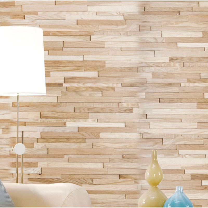 1/2 in x 7-7/8 in x 47-1/4 in Oak 3D Solid Hardwood Interlocking Wall Plank