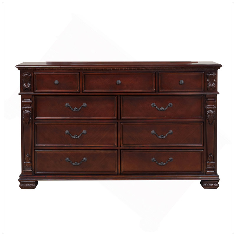 Commode 9 tiroirs Lyndon G09400-D, cerise