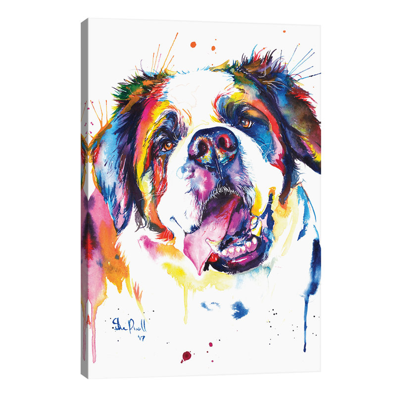 « st. bernard », reproduction sur toile, H 12 po x l 8 po x P 0,75 po, Toile tendue, Pas de tapis