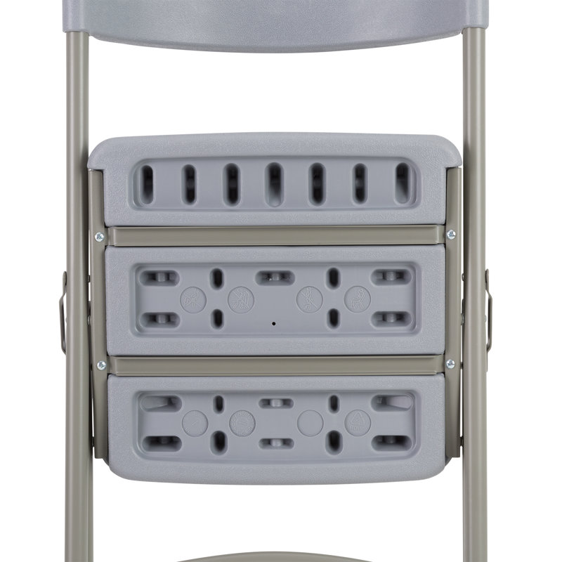 Blow-Molded Commercial Grade Plastic Folding Chairs, Gray