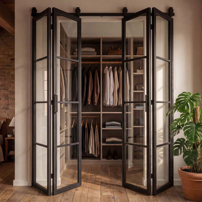 Single Bi-Fold Door With Transparent Glass