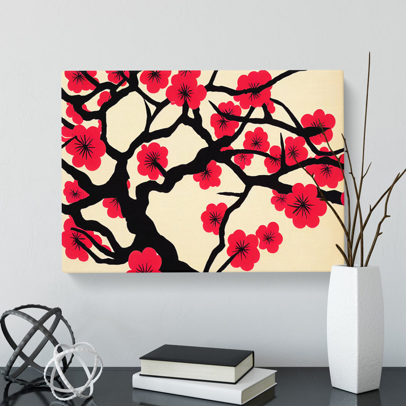 Eye Catching Cherry Blossom Tree Flowers - Wrapped Canvas, 35cm H x 50cm W x 3cm D