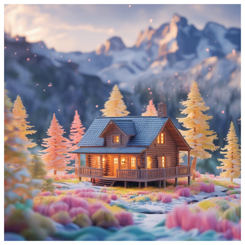 Toile Cozy Cabin In Mountains, 16 po x 20 po