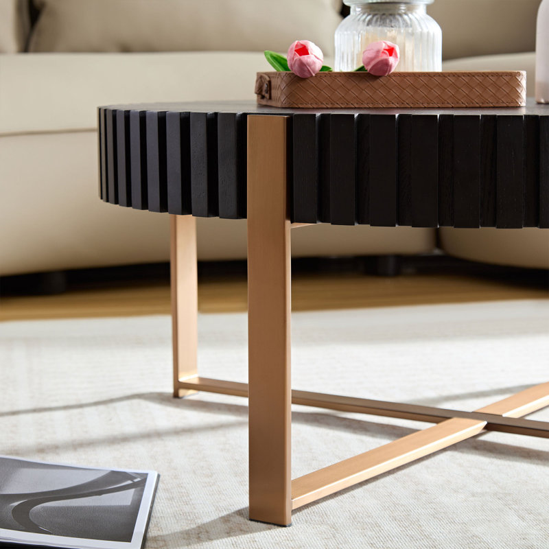 Latitude Run® Modern Handcraft Drum Coffee Table 31.5 Inch Round Coffee ...