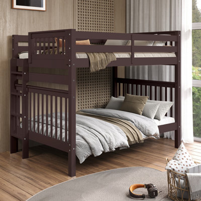 Tena Solid Wood Standard Bunk Beds Full over Full with 4 Step Ladder, White