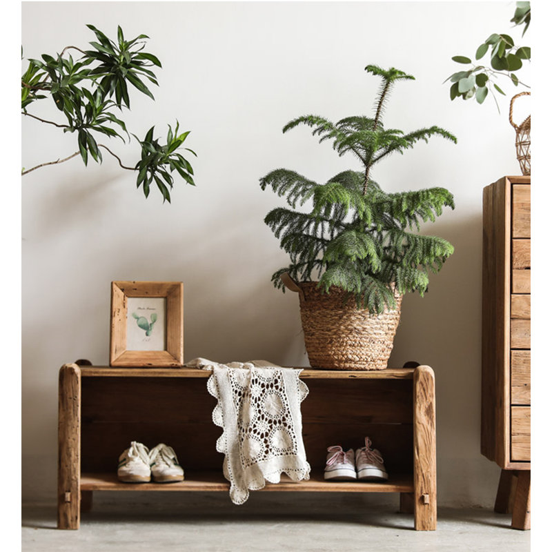 Handmade Solid Wood Rustic Entryway Shoe Bench
