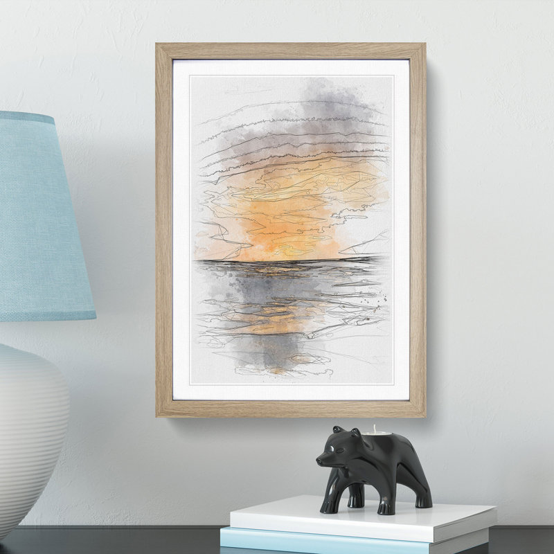 Ocean of Clouds Abstract 1 Piece Single Picture Frame Painting on MDF, 45cm H x 33cm W x 2cm D, Oak Framed