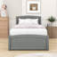 Lit plateforme simple en bois avec lit gigogne et tête de lit-1259657290