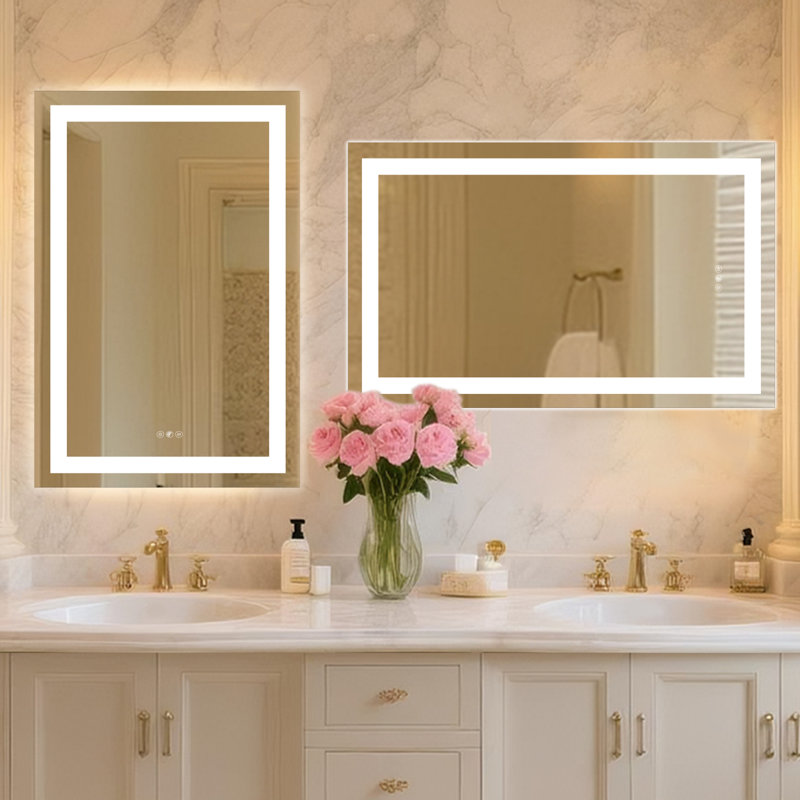24''X32'' Led Bathroom Mirror With Anti-Fog & Shatterproof Glass - Front/Backlit Vanity Mirror With Memory Function, Human Motion Sensor, Ul-Listed Led Driver - Wall Mount Lighted Mirror