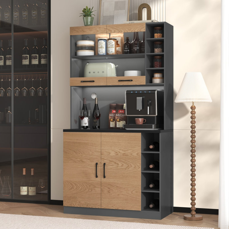 187cm Kitchen Pantry, Natural/Black