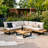 Abhipsa 5-Personal Sectional Seating Group with Cushions and Coffee Table (Firepit Not Included)-2115496061-2115496063