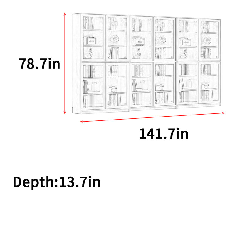 Wlotzka, (4 Shelves) 78.7"H x 141.7"W x 13.7"D