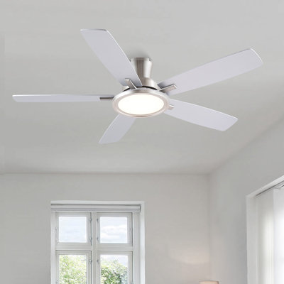 52" Flush Mount Ceiling Fan With Lights And Remote Control, Reversible And 5 Dual-sided Blades