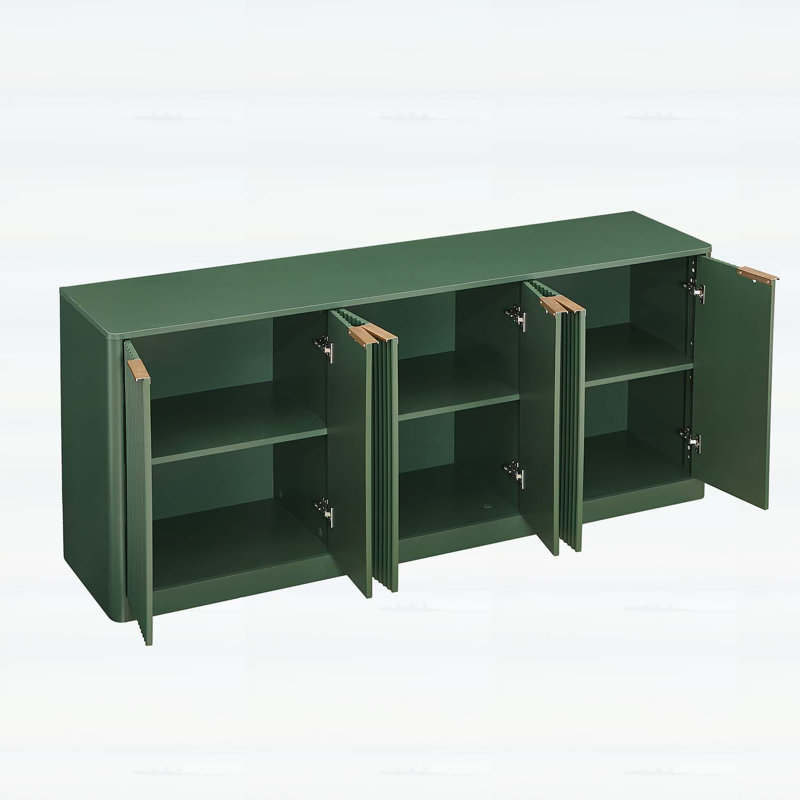 Modern Wavy Sideboard Cabinet with Curved Contour, Green