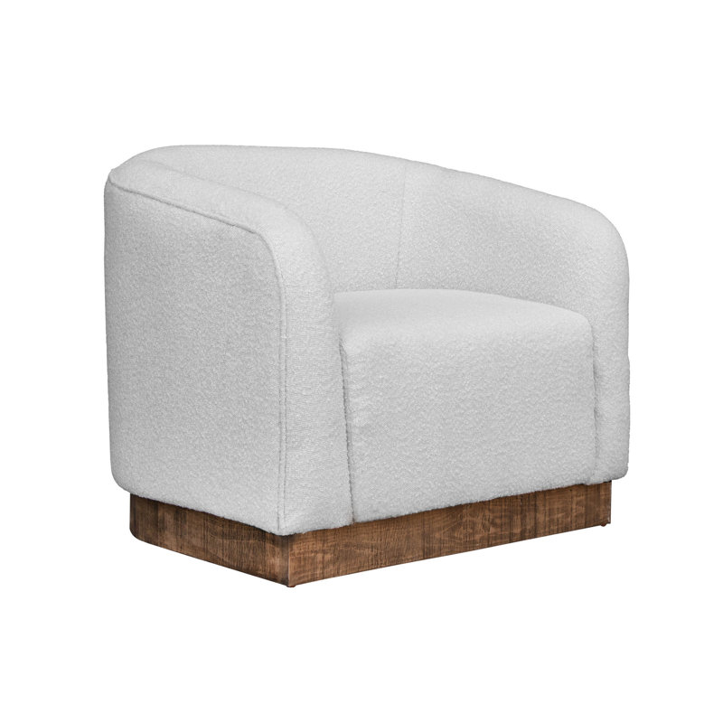 Chaise d'appoint Ino, polyester, coussins en mousse, plateforme en bois massif, Mélange de polyester ivoire