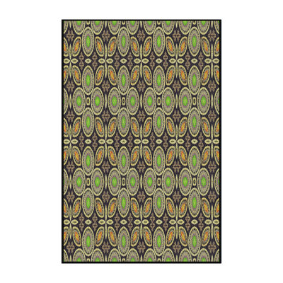 Tapis décoratif vert géométrique