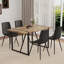 Ensemble de table et de chaises.Une table de salle à manger rectangulaire rétro minimaliste avec un plateau texturé et des pieds en métal.-1290616208-1290616209