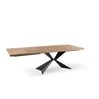 Dahndray Extendable Oak Metal Base Dining Table