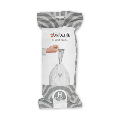 Brabantia PerfectFit Trash Bags, Code H, 13.2-16 Gallon (50-60L), 120 Trash Bags