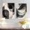 Géométrie noire et blanche Minimal Curves I - impression d'art moderne en métal 2 pièces