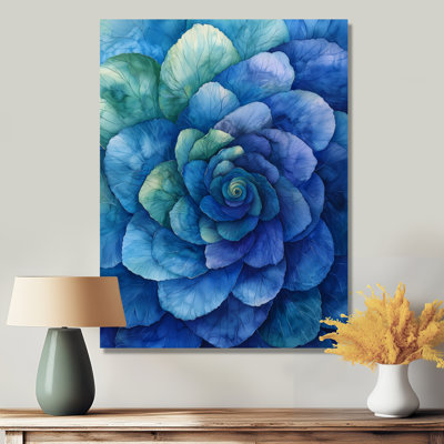 «Blue Hortensia Vortex V», impression murale en métal traditionnelle