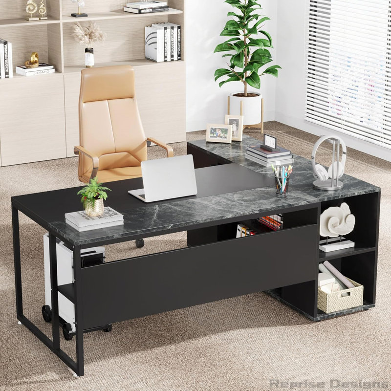 Bureau de direction 71 pouces avec rangement et tablettes