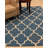 Durrant Dark Blue Hand Tufted Wool Ivory Traditional Trellis Area Rug-29974282
