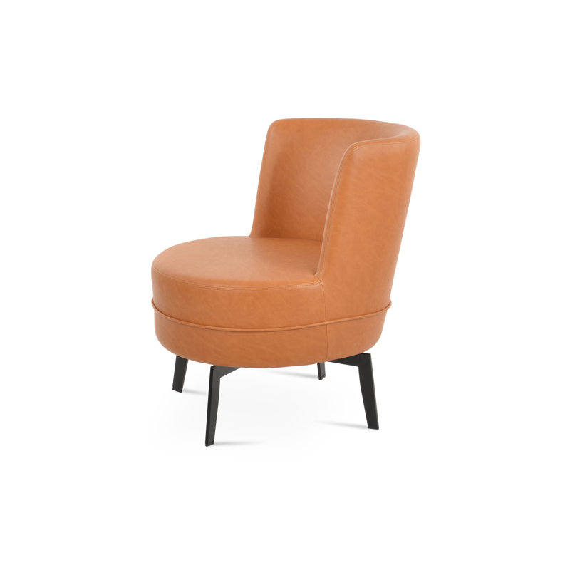 Hilton 24.5" Wide Barrel Chair, Caramel Faux Leather