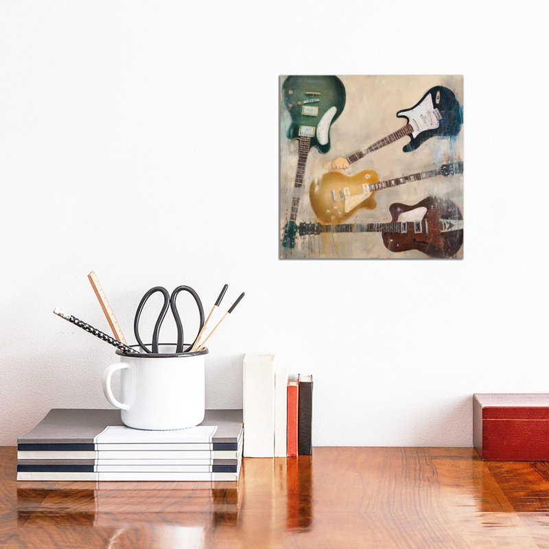 Guitars II by Joseph Cates - Wrapped Canvas Painting, 30.48 cm H x 30.48 cm W