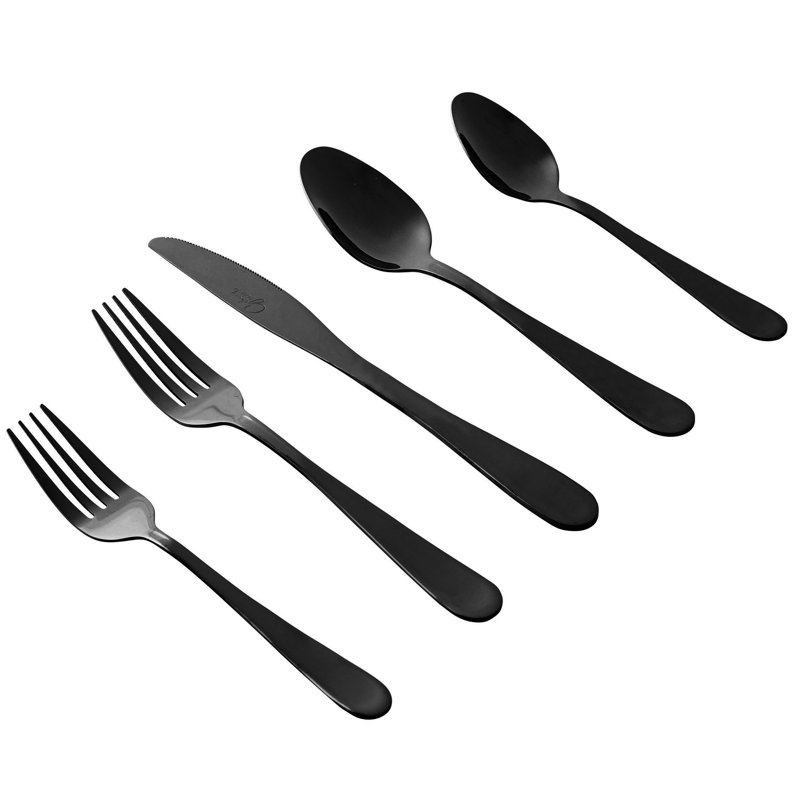 Gibson Home Stainless Steel Flatware Set - Service for 4, Black
